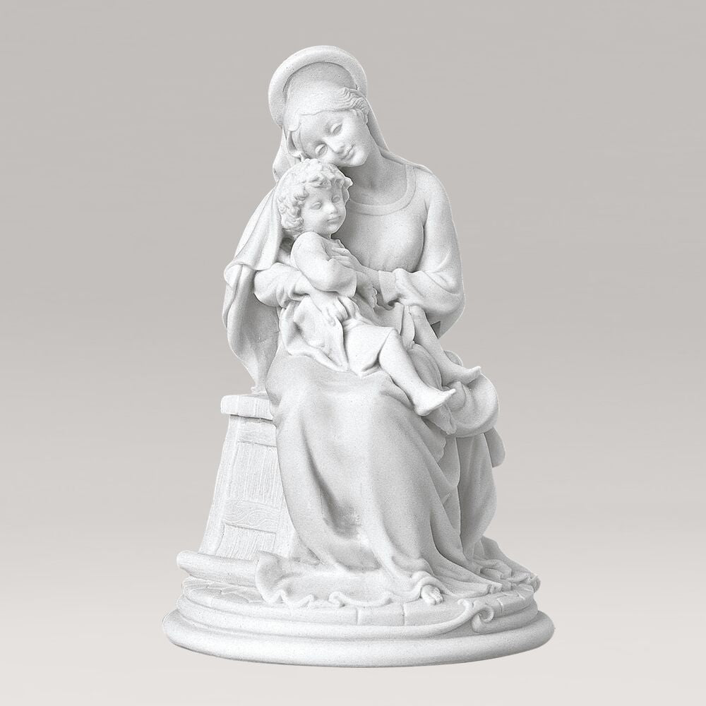  Sitzende Gartenstatue Madonna Mit Kind - Marmorguss - Maria Pia Mater