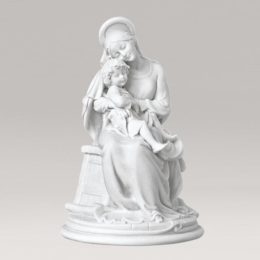  Sitzende Gartenstatue Madonna Mit Kind - Marmorguss - Maria Pia Mater