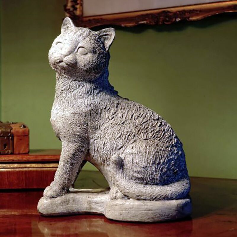  Sitzende Katzen Dekofigur Aus Steinguss - Skulptur Für Draußen - Clara