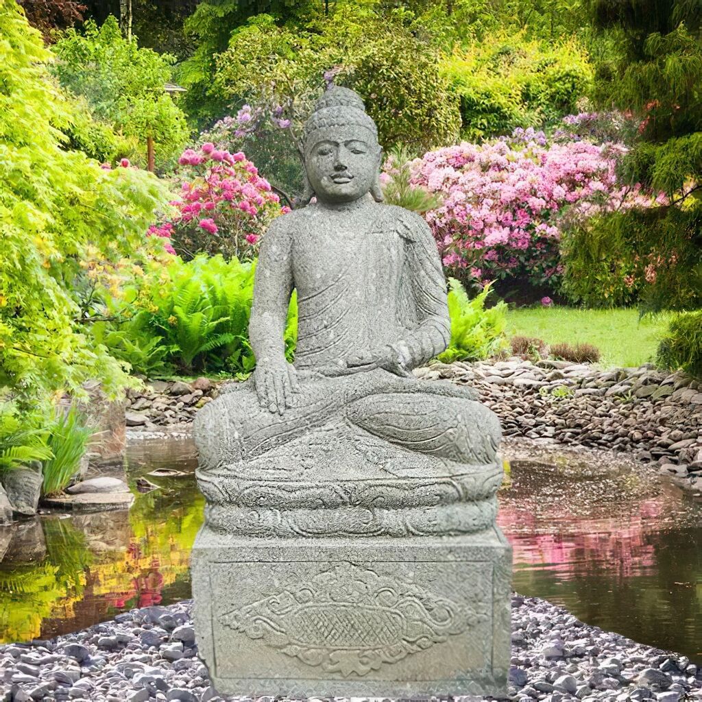  Sitzender Buddha Im Lotussitz Aus Naturstein Handarbeit - Ekavali