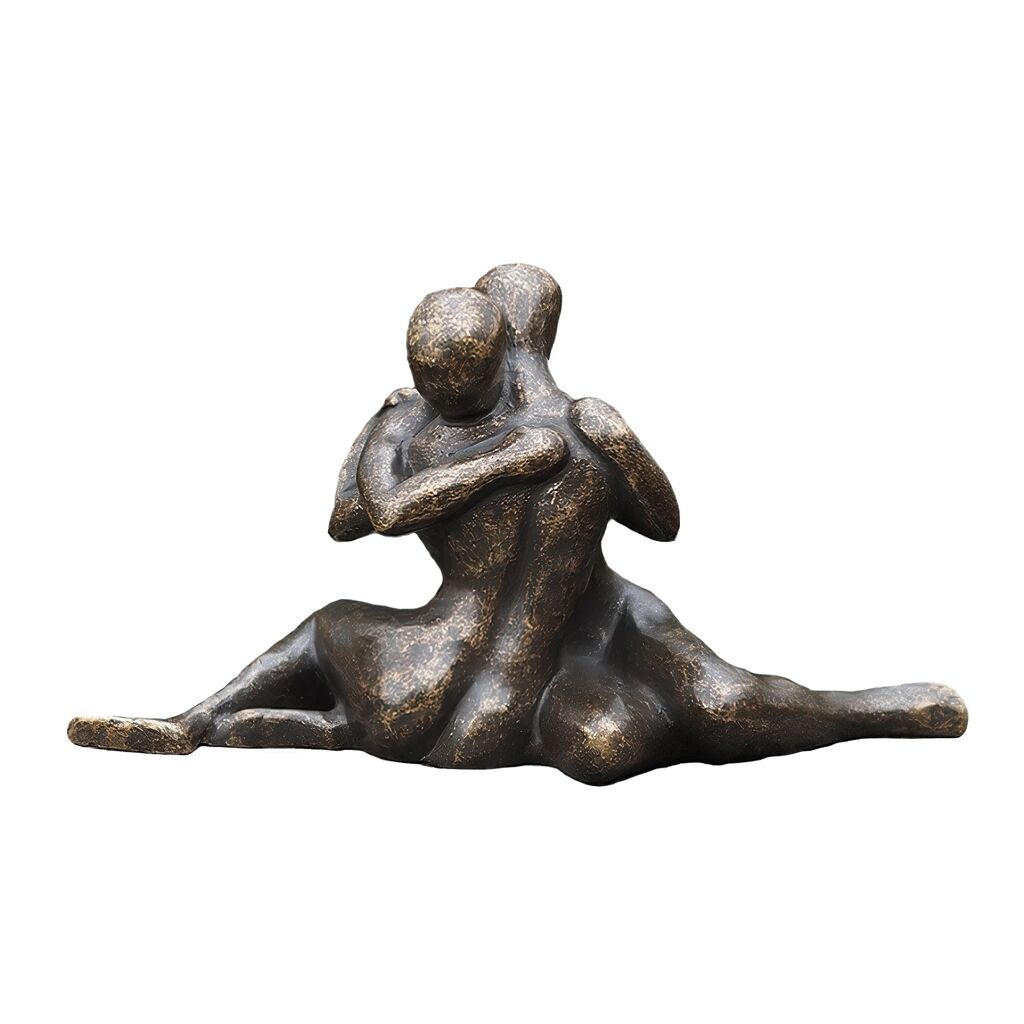 Sitzendes Liebespaar Hält Sich Im Arm - Bronze - Paroento