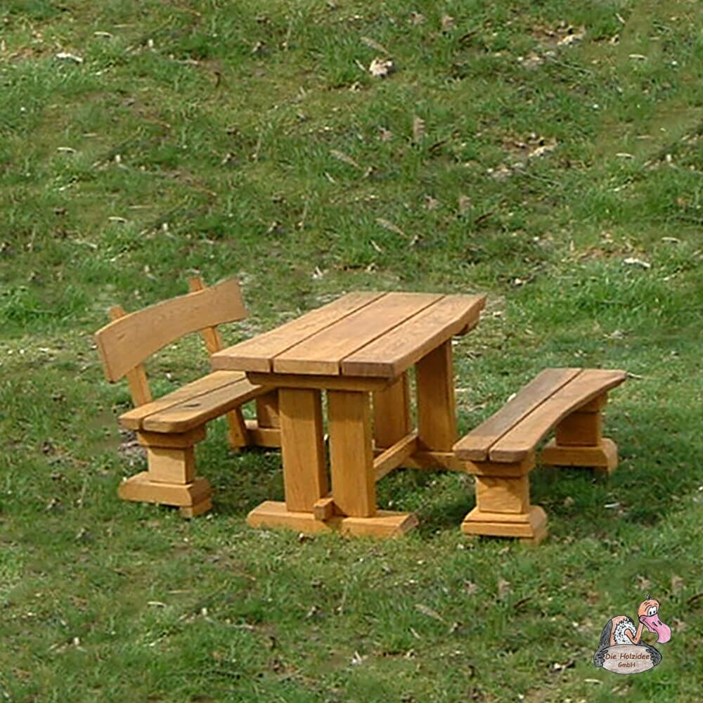  Sitzgruppe Aus Holz Für Kinder - Gartentisch Und Bänke - Sitzgarnitur Little Lancelot