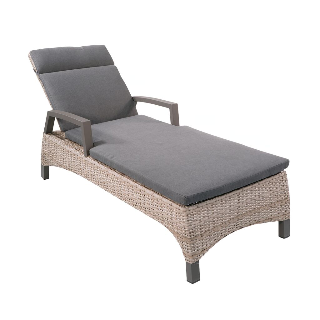  Sonnenliege Aus Polyrattan Mit Verstellbarer Lehne Und Auflage - Liege Phua