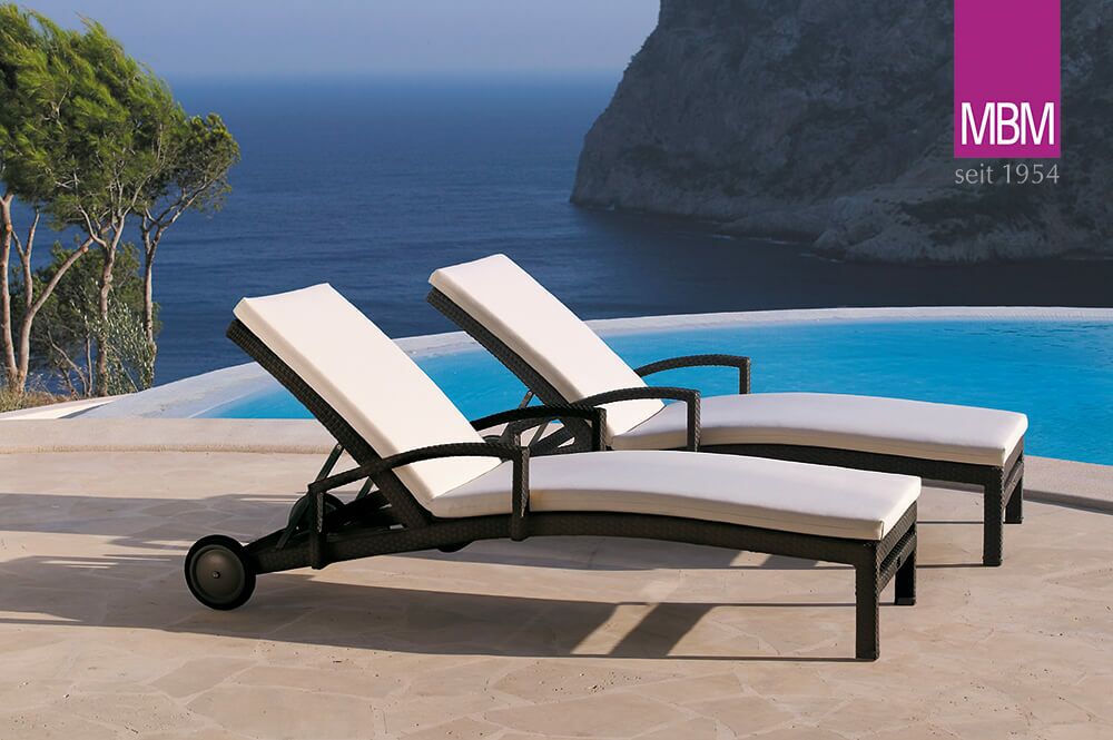  Sonnenliege Mit Rollen - MBM - Verstellbar - Alu & Polyrattan - Gartenliege Bellini