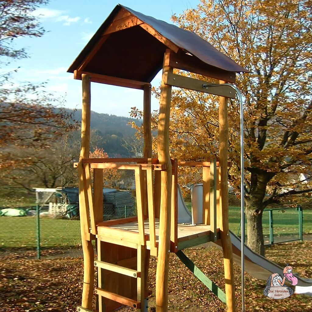  Spielturm Mit Feuerwehr-Stange Und Rutsche Für Den Kinderspielplatz - Spielturm OK