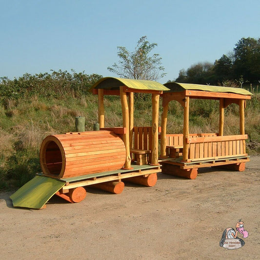  Spielzeug Lokomotive Mit Waggon Aus Holz Inkl. Sitzbänken Für Kinder - Spielzug Lok Doc