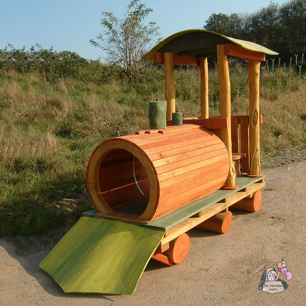  Spielzeug Lokomotive Mit Waggon Aus Holz Inkl. Sitzbänken Für Kinder - Spielzug Lok Doc