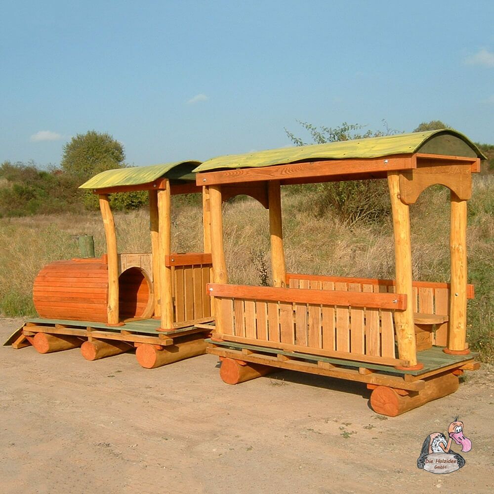  Spielzeug Lokomotive Mit Waggon Aus Holz Inkl. Sitzbänken Für Kinder - Spielzug Lok Doc