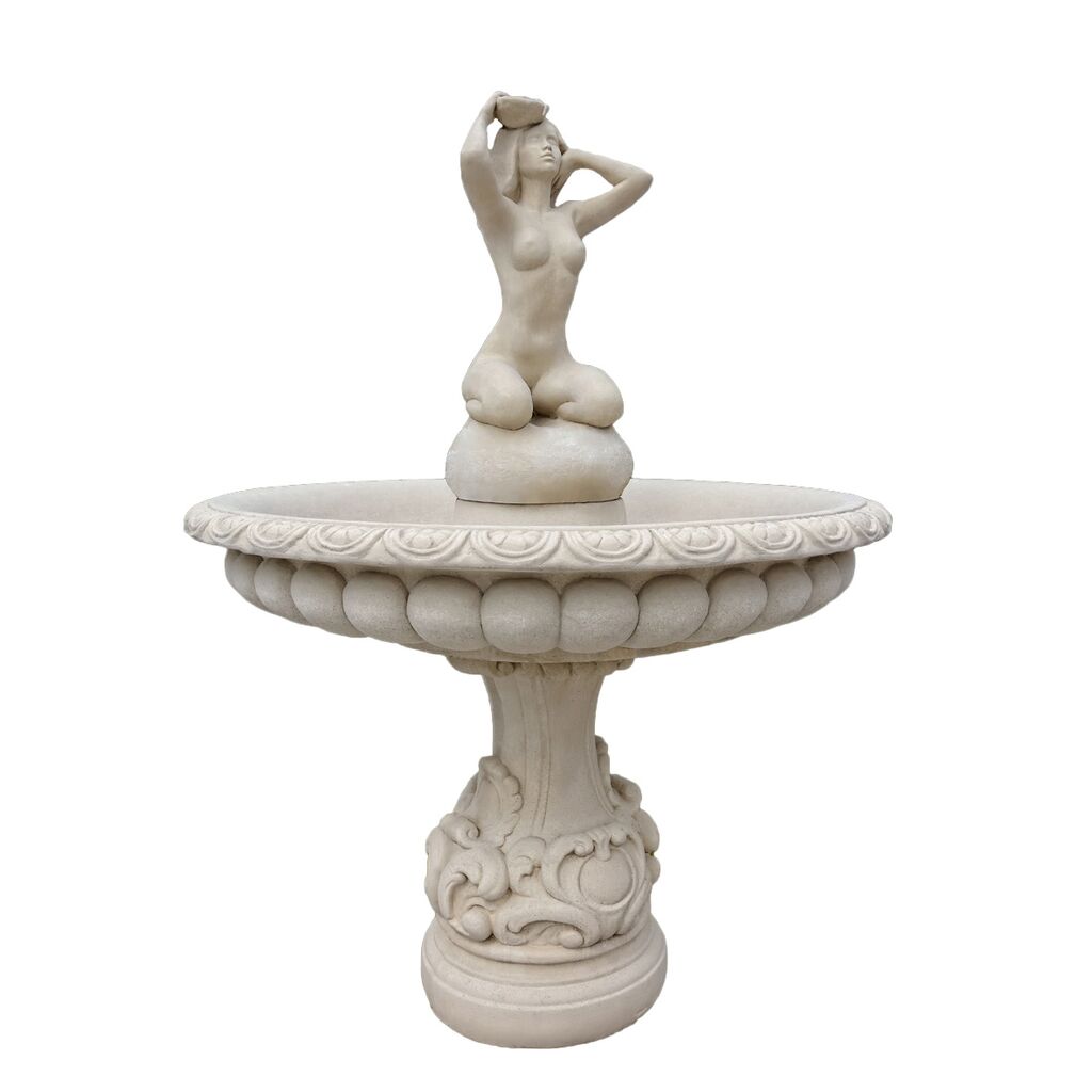  Springbrunnen Fontäne Aus Steinguss Mit Skulptur Eines Frauenaktes - Eleonor