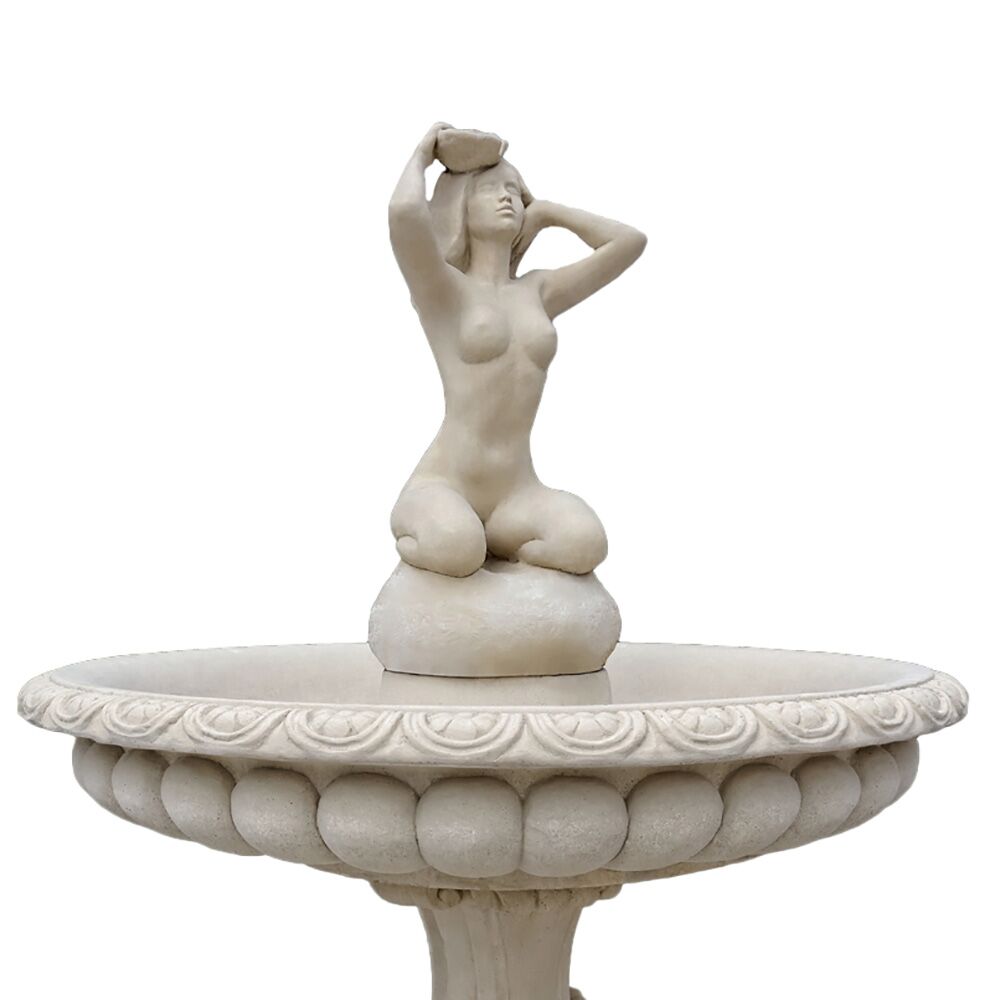  Springbrunnen Fontäne Aus Steinguss Mit Skulptur Eines Frauenaktes - Eleonor