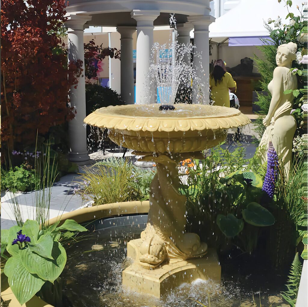  Springbrunnen Mit Fisch Säule Aus Sandsteinguss - Rossetti