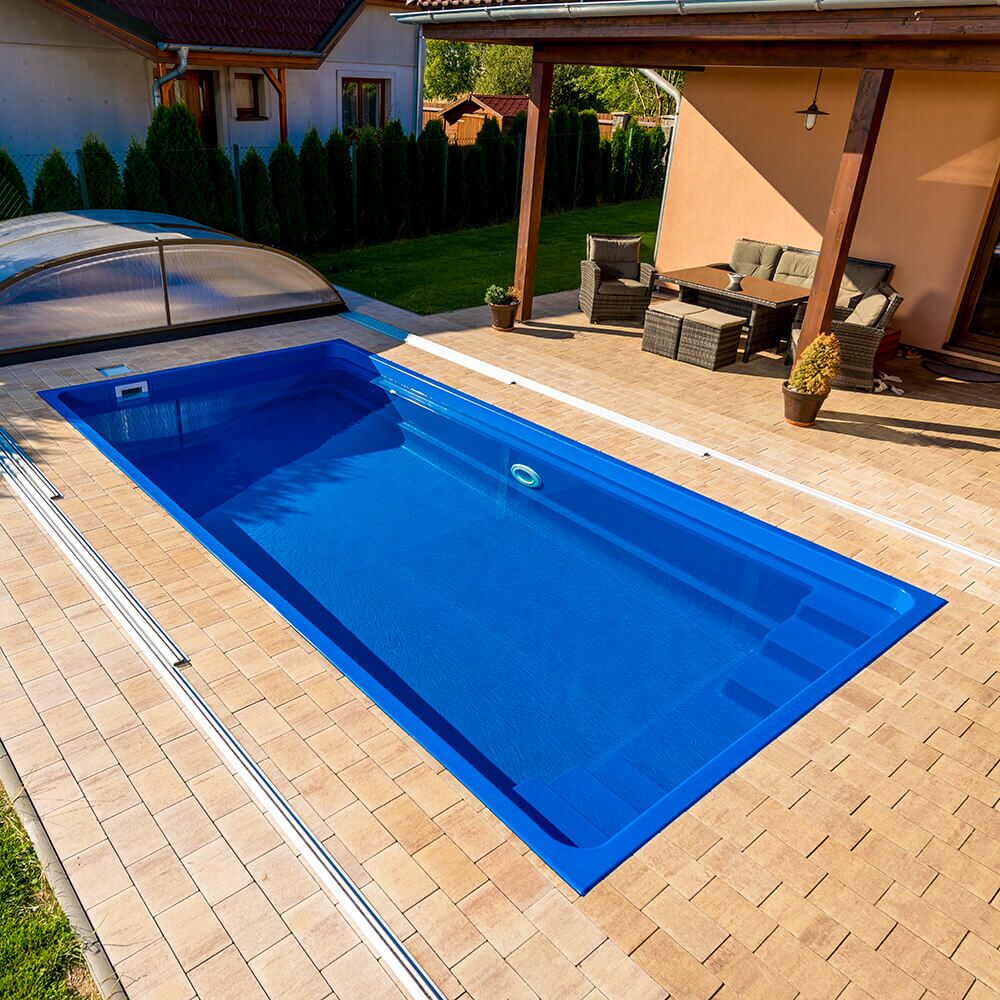  Stabiles Schwimmbecken - Garten Glasverbund-Pool - Komplettset - 300x600cm - Eckig - Mit Treppe - Namibia Pearl