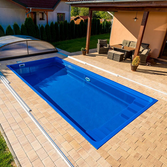  Stabiles Schwimmbecken - Garten Glasverbund-Pool - Komplettset - 300x600cm - Eckig - Mit Treppe - Namibia Pearl