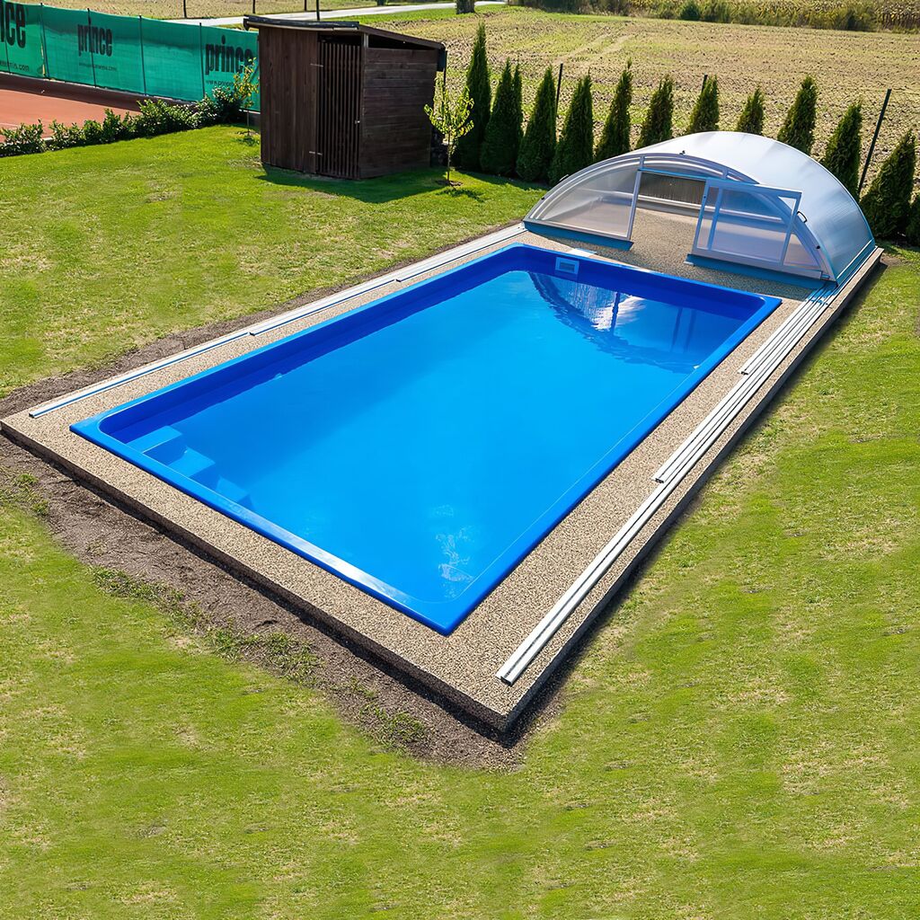  Stabiles Schwimmbecken - Garten Glasverbund-Pool - Komplettset - 300x600cm - Eckig - Mit Treppe - Namibia Pearl