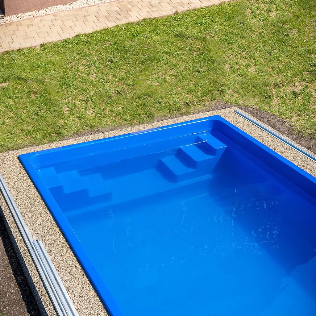  Stabiles Schwimmbecken - Garten Glasverbund-Pool - Komplettset - 300x600cm - Eckig - Mit Treppe - Namibia Pearl