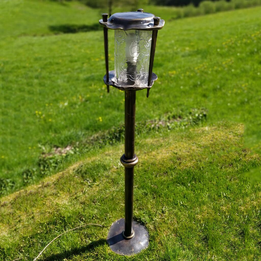  Standleuchte Für Draußen Aus Schmiedebronze & Kristallglas - Heroma
