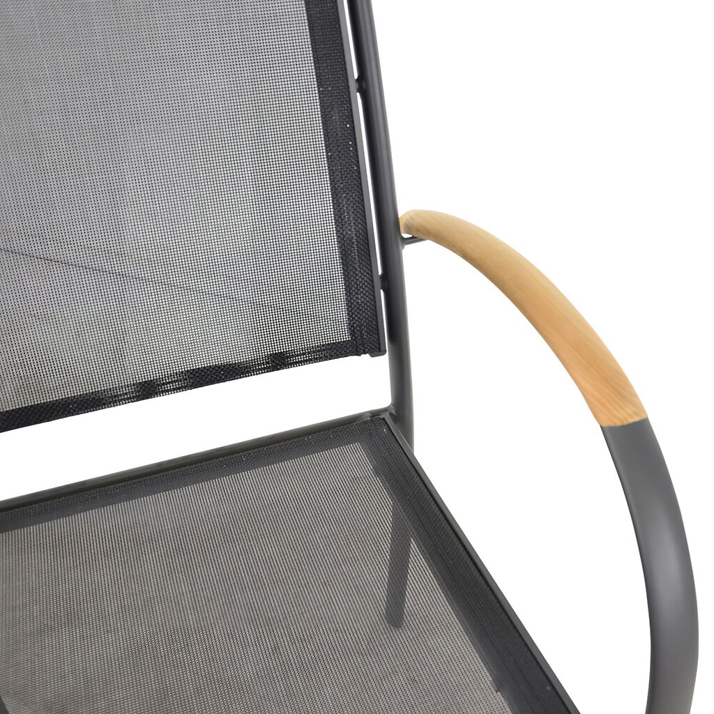  Stapelbarer Stuhl Mit Teakholz In Anthrazit - Stuhl Minzo