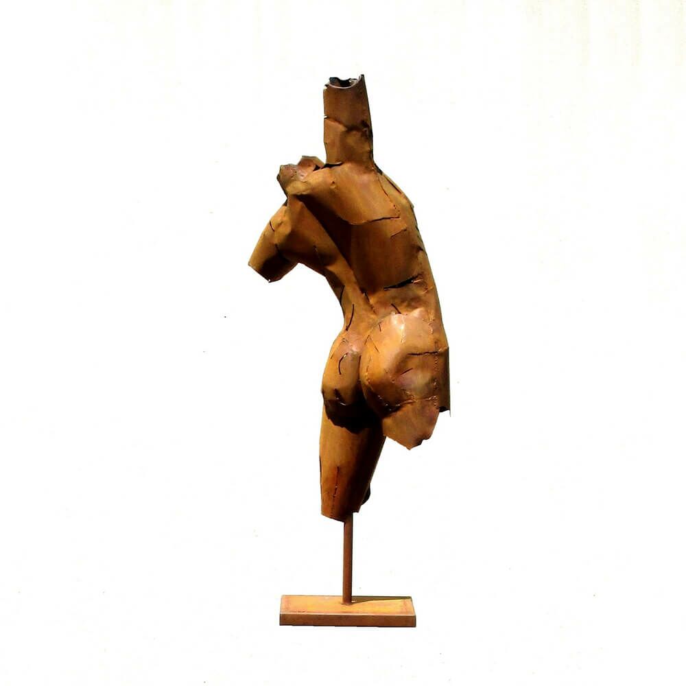  Statue Eines Männlichen Torso In Rost Oder Edelstahl - Trofano