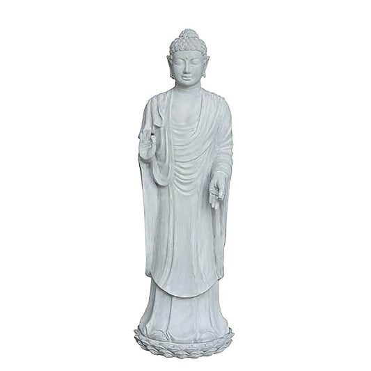 Stehende Buddha Gartenfigur Aus Polystone In Grau - Seborga