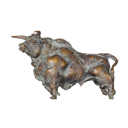  Stehende Bullenfigur Aus Limiterter Bronze Mit Patina - Stolzer Stier