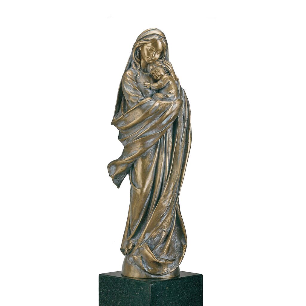  Stehende Madonnaskulptur Aus Bronzeguss Mit Jesuskind - Merina