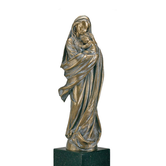 Stehende Madonnaskulptur Aus Bronzeguss Mit Jesuskind - Merina