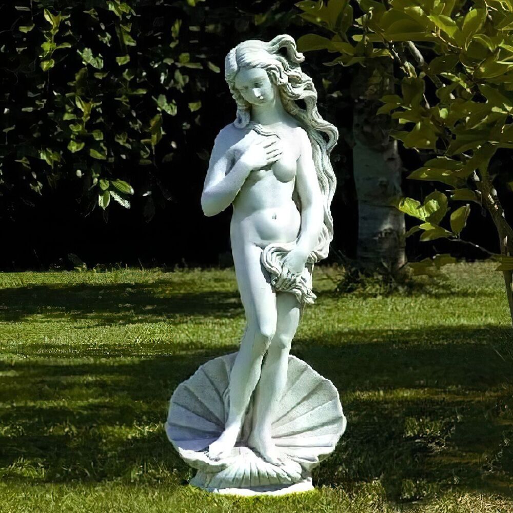  Stehende Steinguss Gartenstatue - Venus Auf Muschel - Belle