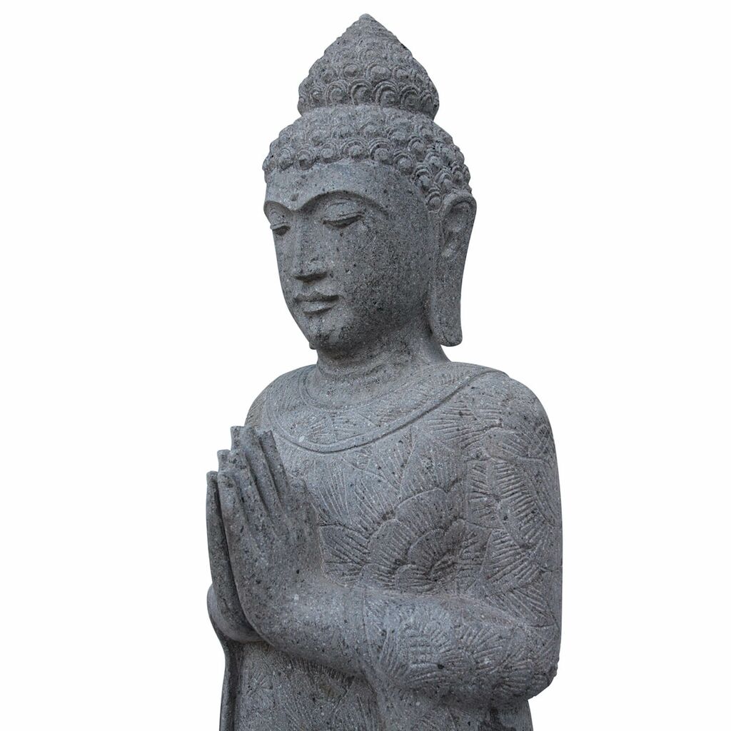  Stehender Buddha Aus Flussstein Mit Floralem Muster - Ostium