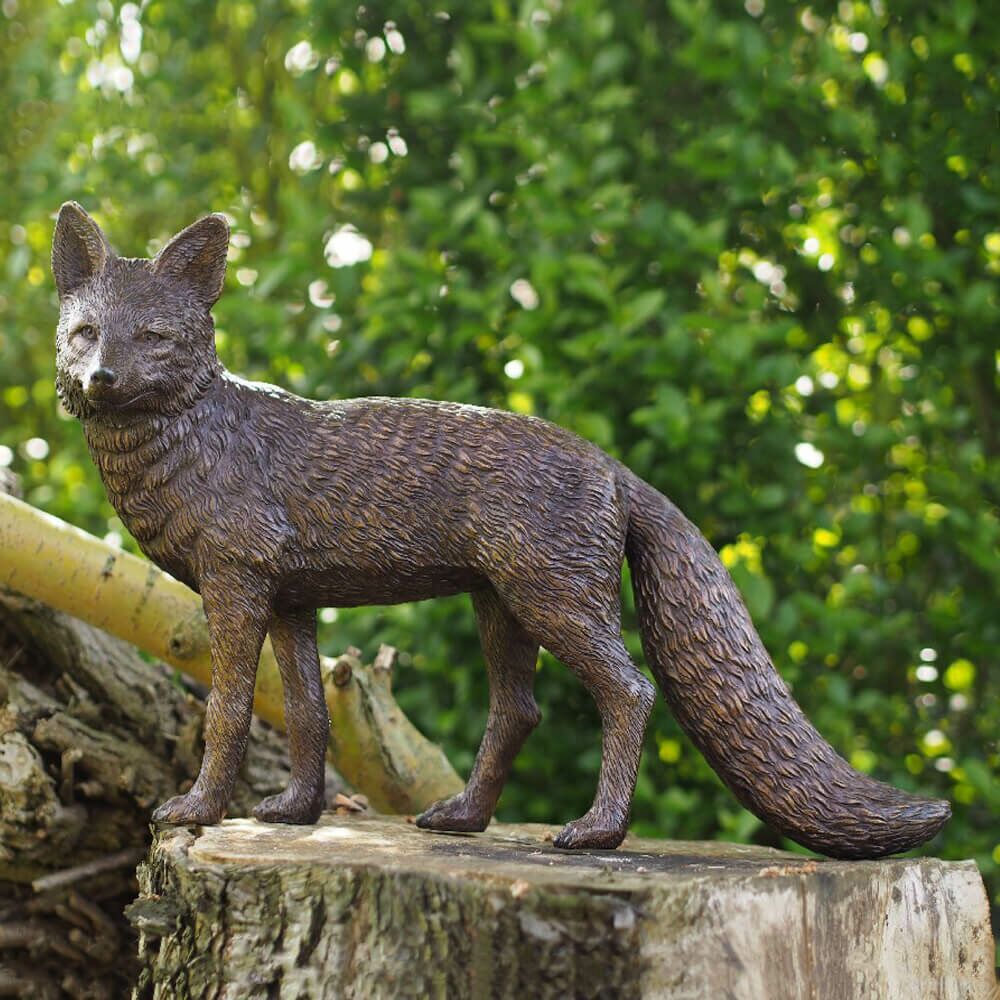  Stehender Fuchs Als Bronze Gartenfigur - Fuchs Adema