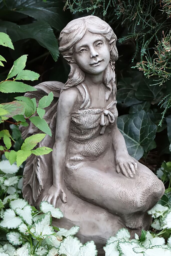  Stein Elfe - Gartenfigur In Antikgrau - Melinda