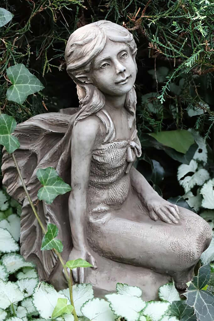  Stein Elfe - Gartenfigur In Antikgrau - Melinda