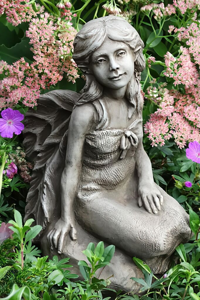  Stein Elfe - Gartenfigur In Antikgrau - Melinda