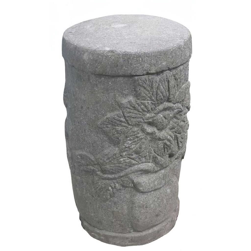  Stein Hocker Oder Säule Mit Blumen Motiv - Asuka
