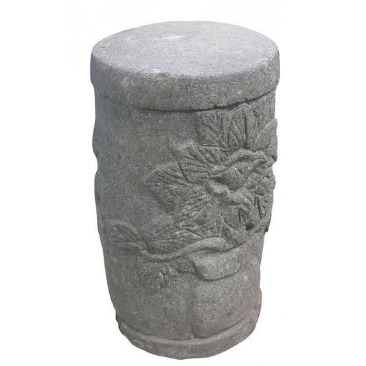  Stein Hocker Oder Säule Mit Blumen Motiv - Asuka