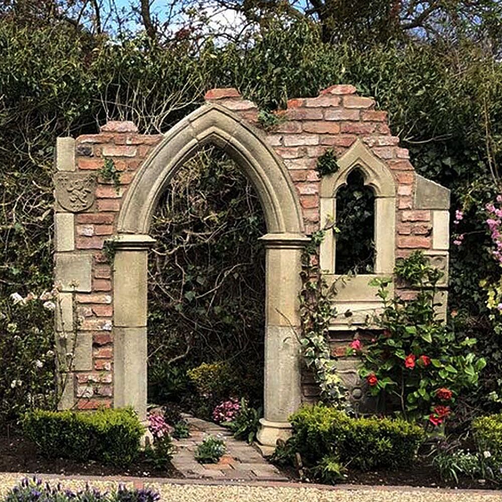  Stein Ruinen Mauer Mit Ziersteinen Und Bogenfenster - Harrogate Ruin