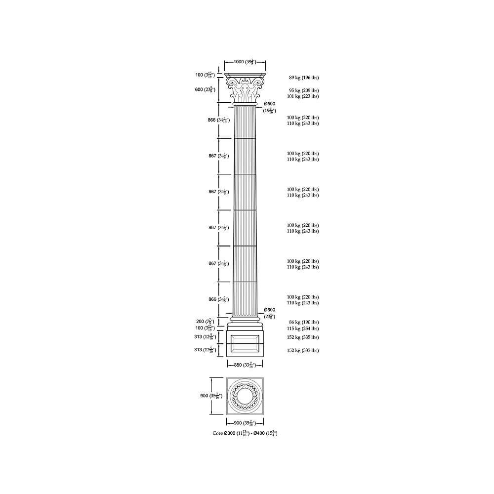  Stein Rundsäule Mit Kapitell Korinthisches Design - Aldfrith