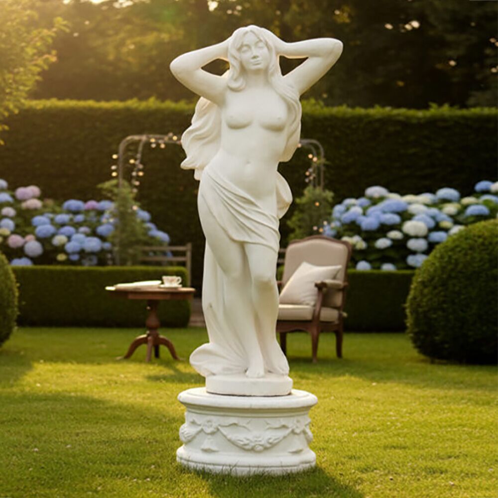  Steinguss Aktfigur Für Die Dekorative Gartengestaltung - Junge Frau Mit Langem Haar - Isabella