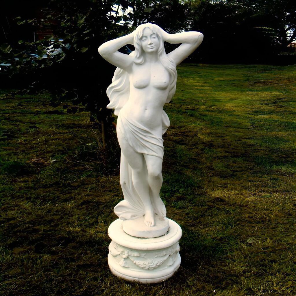 Steinguss Aktfigur Für Die Dekorative Gartengestaltung - Junge Frau Mit Langem Haar - Isabella