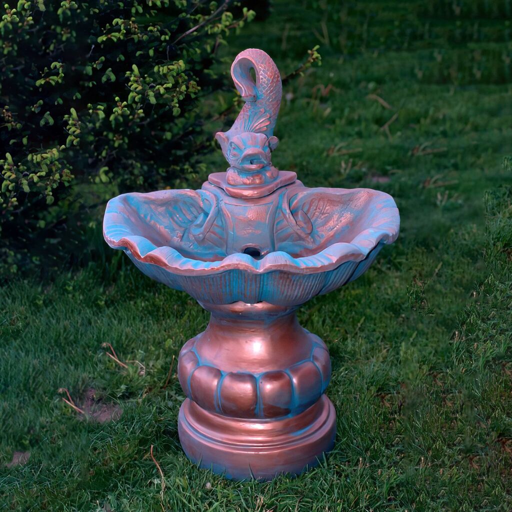  Steinguss Brunnen Für Den Garten Mit Dekorativer Fischskulptur - Antonello