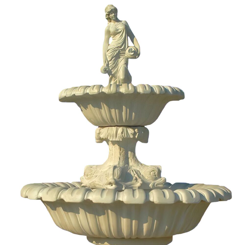  Steinguss Brunnen Für Den Garten Mit Frauenskulptur Im Griechischen Design - Marinella