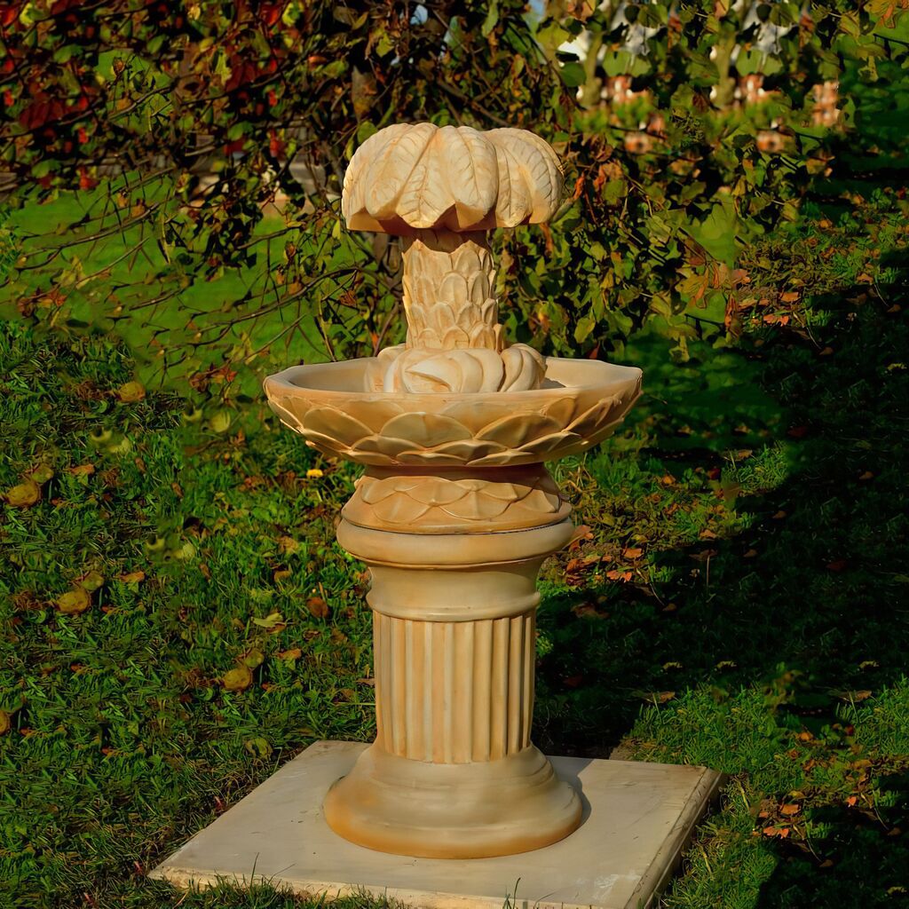 Steinguss Brunnen Inklusive Pumpe Mit Palme Auf Griechischer Säule - Ilaria