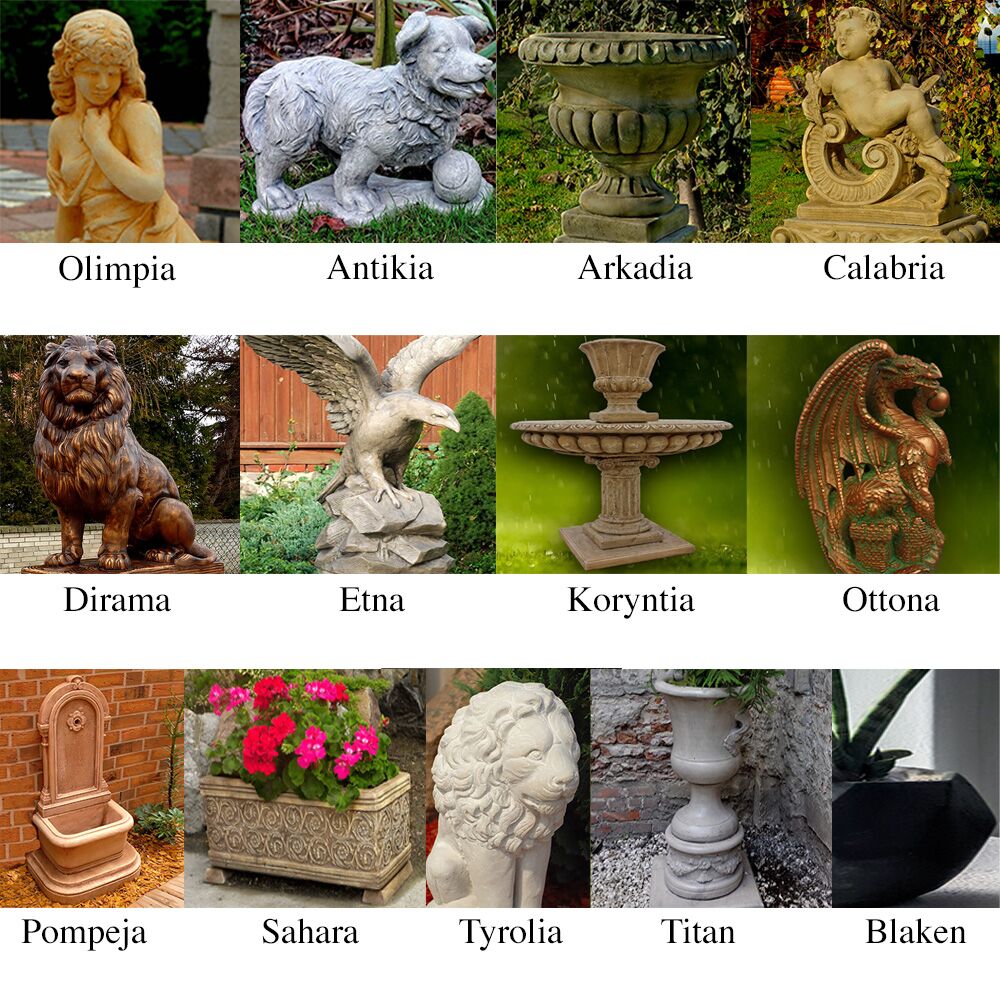  Steinguss Brunnen Komplett Set - Fontäne Mit Frauenskulptur & Umrandung Mit Muscheln - Natalina