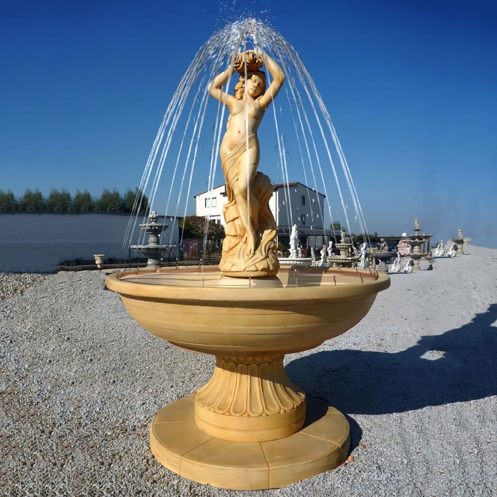  Steinguss Fontäne Für Den Garten Mit Fauenakt Sprinbrunnen Skulptur - Patrizia
