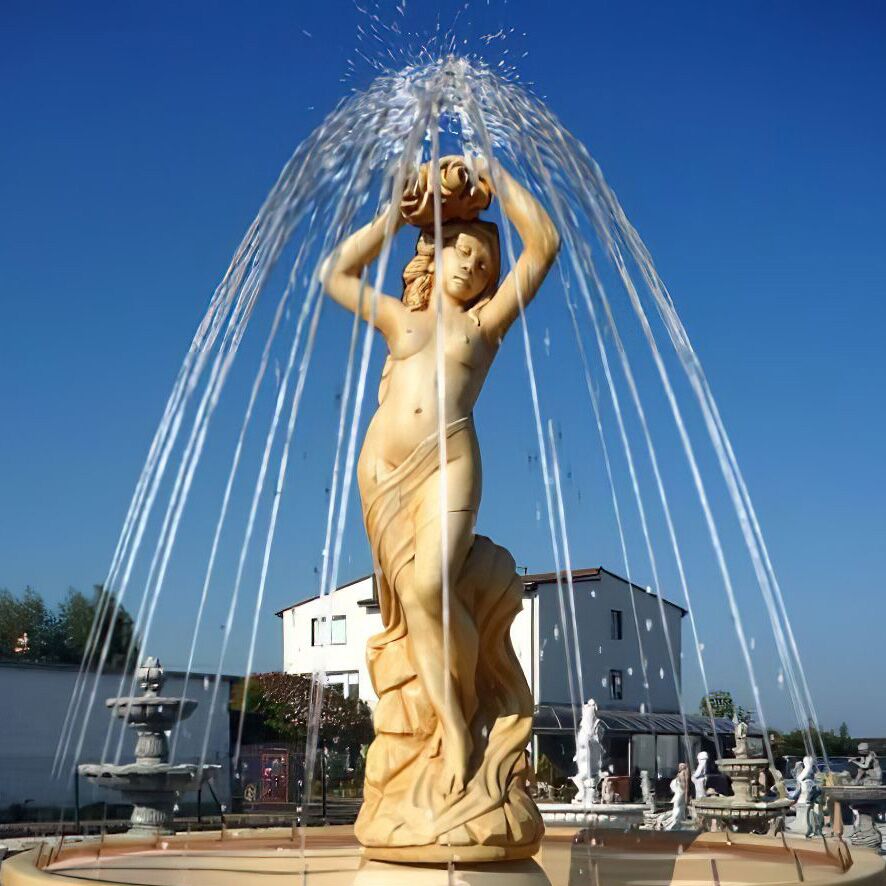  Steinguss Fontäne Für Den Garten Mit Fauenakt Sprinbrunnen Skulptur - Patrizia