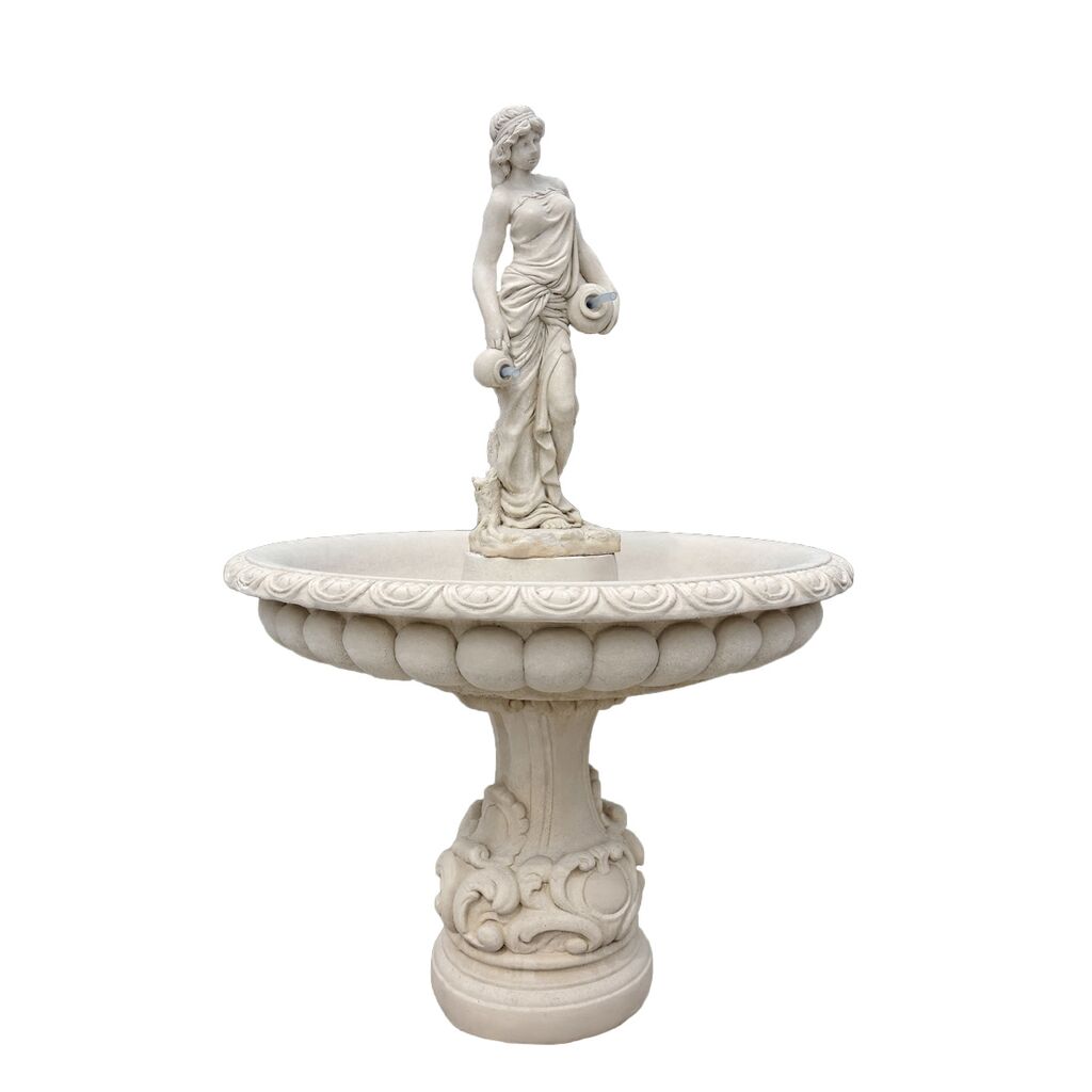  Steinguss Fontäne Mit Springbrunnen Figur - Mädchen Mit Krügen - Caterina