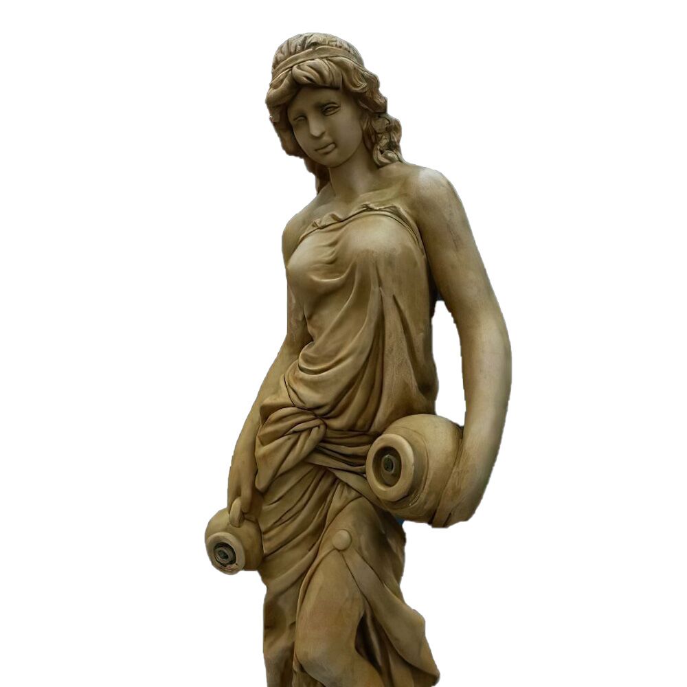  Steinguss Frauenskulptur Mit Krügen Als Brunnen Figur - Chrysotania