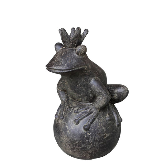  Steinguss Frosch Mit Krone Auf Kugel Als Wasserspeier Figur - Siska