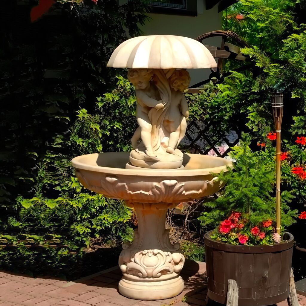  Steinguss Garten Springbrunnen Mit Schirm - Inklusive Pumpe - Valentin