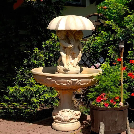  Steinguss Garten Springbrunnen Mit Schirm - Inklusive Pumpe - Valentin