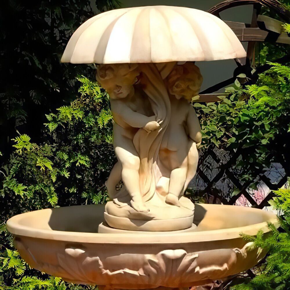  Steinguss Garten Springbrunnen Mit Schirm - Inklusive Pumpe - Valentin